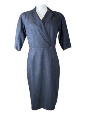 WORTH NEW YORK Midi Denim Look Dress All Season Wool, Lined, No Pockets, Size 8.